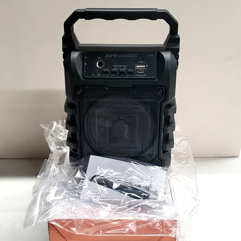 Pure Acoustics Portable Bluetooth Speaker Model Lx-10 Black